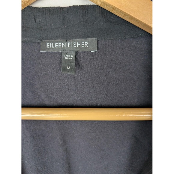 Eileen‎ Fisher Jacket Womens Medium Black Silk Cotton 2 Button Blazer Textured - Picture 3 of 8